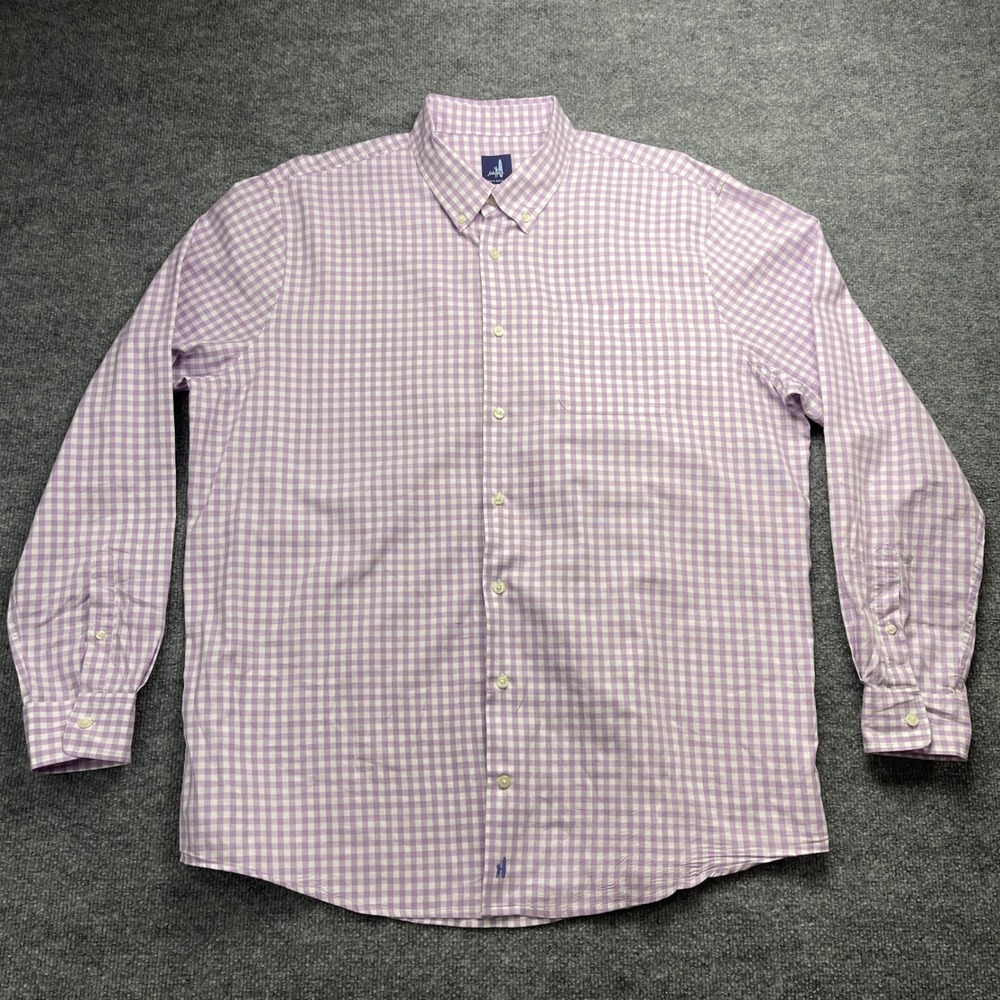 Johnnie-O Mens XXL Purple Haze Gingham Button Down Shirt JMWL4200 Long Sleeve